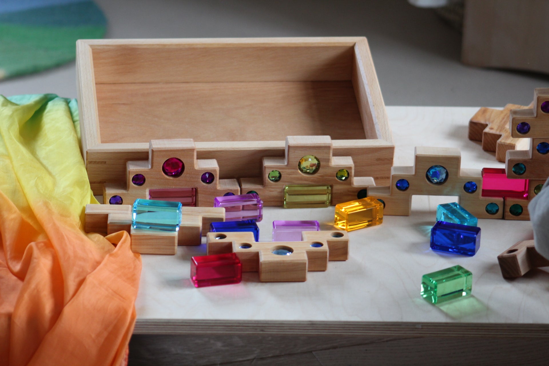 Farbtreppe mit Lichtbauquadarn 32 Teile