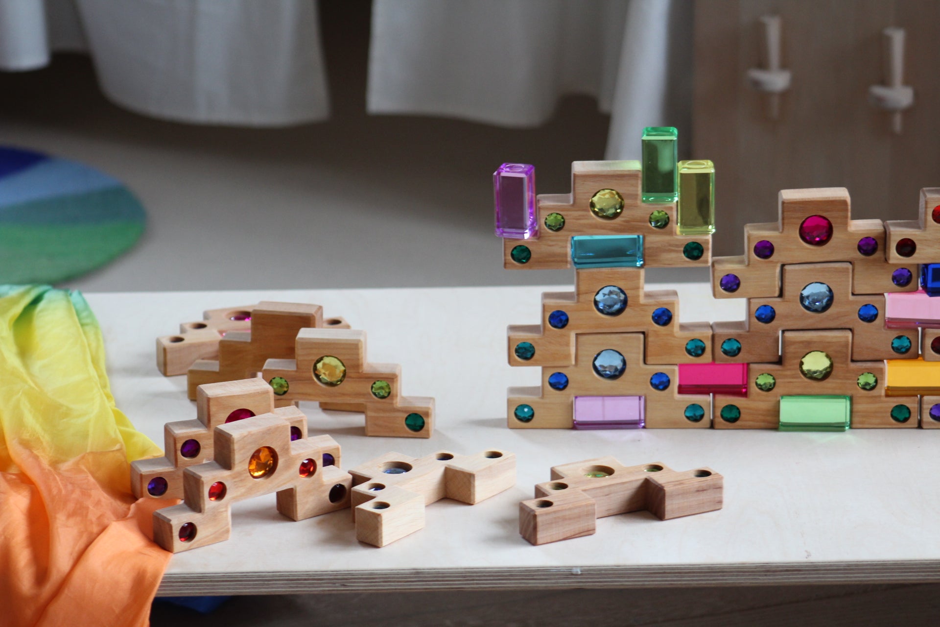 Farbtreppe mit Lichtbauquadarn 32 Teile