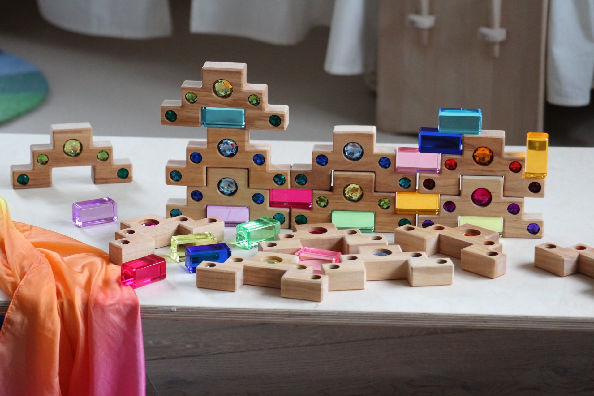 Farbtreppe mit Lichtbauquadarn 32 Teile